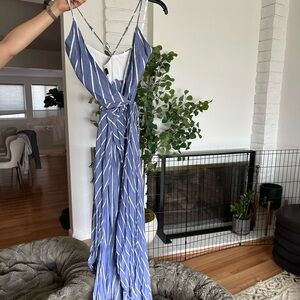 last chance - Bardot Blue and White Maxi wrap dress
